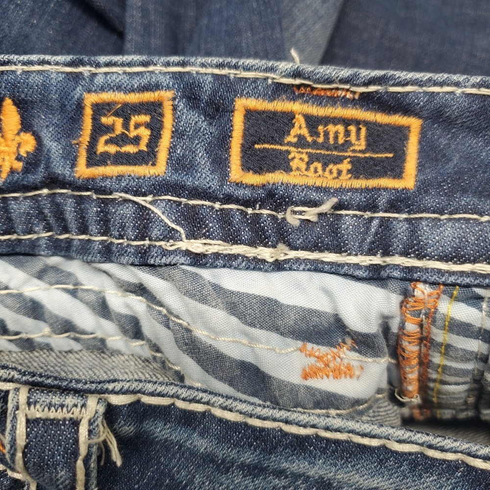 Rock Revival Jeans Women 25 (27x32) Amy Boot Y2K Lowrise Denim Embroidered Bling - Picture 4 of 11